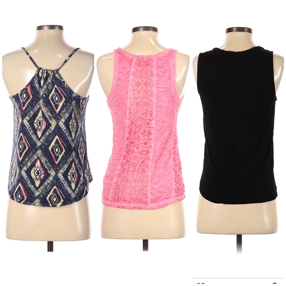 3 Lace Tank Tops: Aeropostale, H&M, xhilaration, S crochet racerback bundle set - Picture 2 of 16